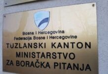 Tabla: Ministarstvo za boračka pitanja Tuzlanskog kantona