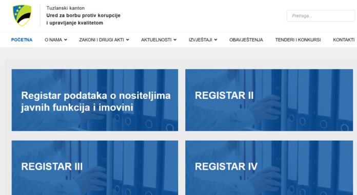 Web stranica Ureda za borbu protiv korupcije TK