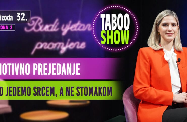Naslovna fotografija 32. epizode podcasta Taboo Show, tema emocionalno prejedanje