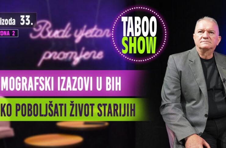 Naslovna fotografija 33. epizode podcasta Taboo Show. Tema epizode je socijalna gerontologija. Pitamo kako poboljšati život starijih?