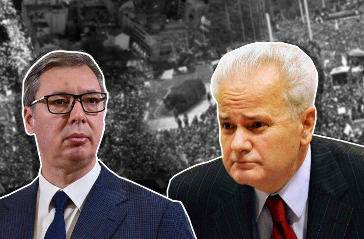 Vučić i Milošević, studenti, protesti, 15. mart