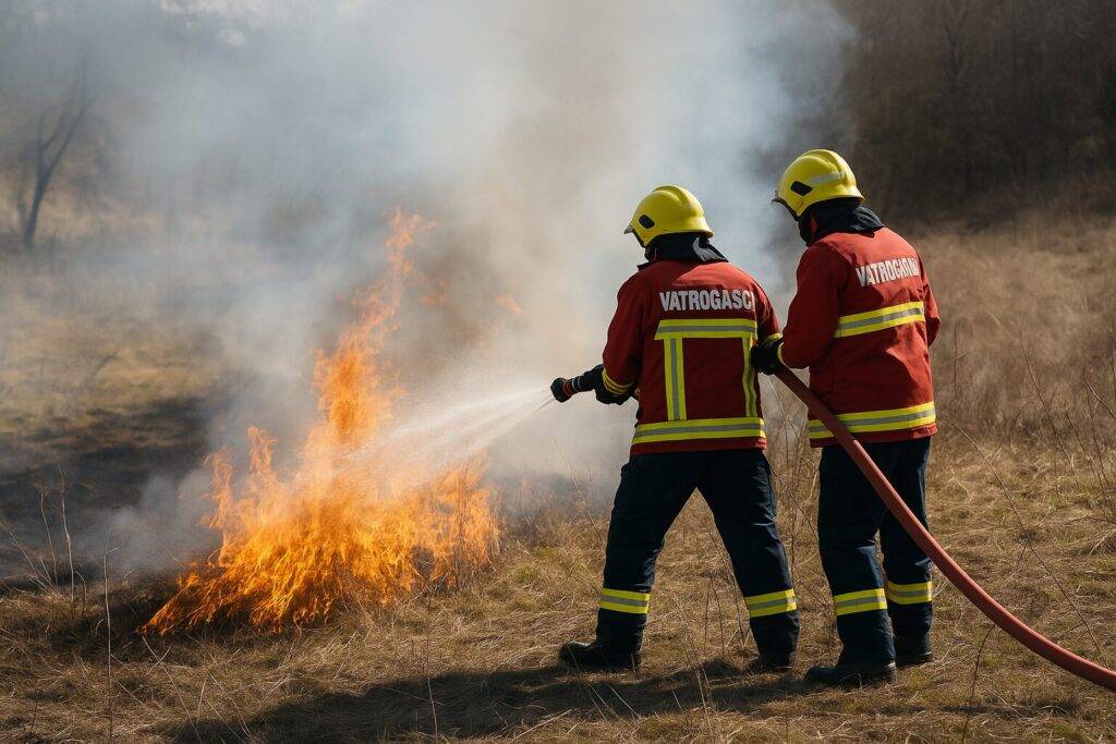 Vatrogasci u Bosni i Hercegovini gase požar na otvorenom prostoru tokom proljeća. Prvi maj. Roštilj, Otovreni požar. Šumski požar. 