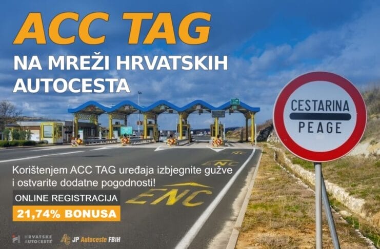 Vozačima u Bosni i Hercegovini od sada je omogućena online registracija ACC TAG uređaja za korištenje na autocestama u Hrvatskoj, saopćeno je iz Autocesta Federacije BiH.