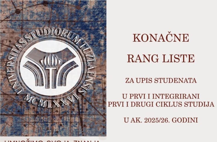 UNTZ: Objavljene konačne rang liste za prvi ciklus studija