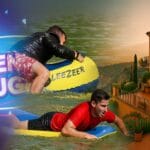 Arhivski program RTV Slon, Logo emisije Iz ženskog ugla, akcijska scena iz Igara bez granica i pogled na obalu Sicilije u jednom promotivnom kolažu