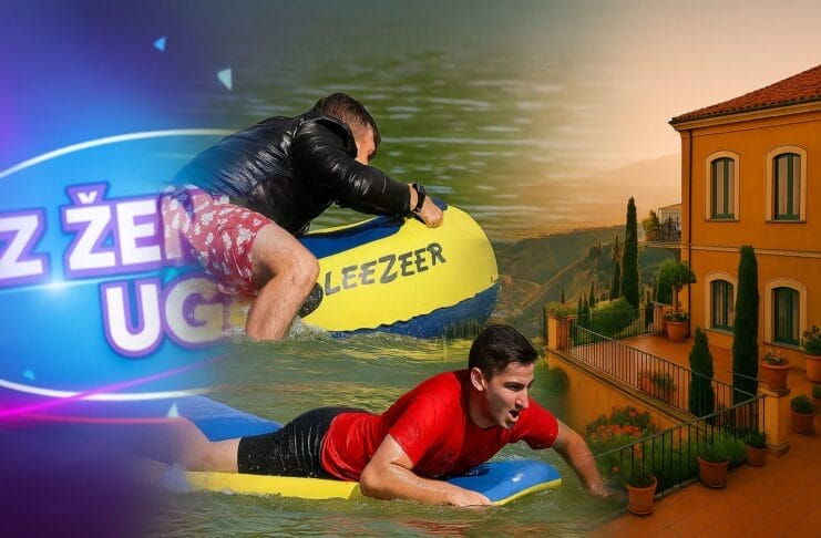 Arhivski program RTV Slon, Logo emisije Iz ženskog ugla, akcijska scena iz Igara bez granica i pogled na obalu Sicilije u jednom promotivnom kolažu