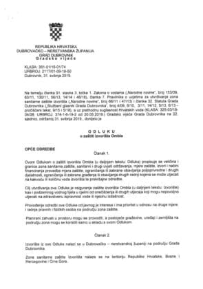 Printscreen dokumenta: Začula u zoni III sanitarne zaštite izvorišta Ombla