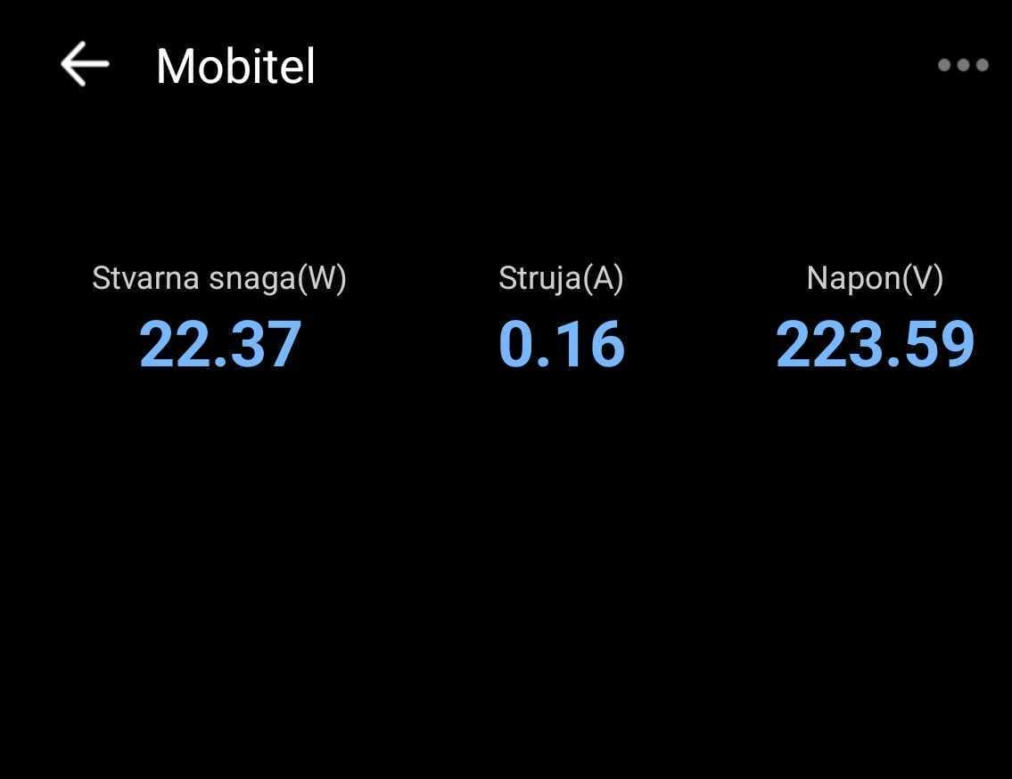 potrošnja eletrične energije na brzom punjaču u toku punjenja mobitela