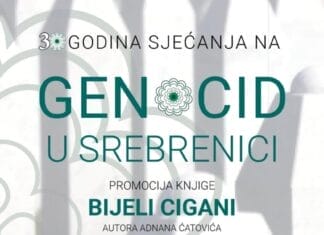 U okviru manifestacije „Dani sjećanja na genocid u Srebrenici“, večeras, 3. jula s početkom u 19 sati, u Plavoj sali Bosanskog kulturnog centra Tuzlanskog kantona biće upriličena promocija romana “Bijeli Cigani” autora Adnana Ćatovića.