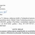 Ministarstvo finansija TK: Konkurs za višeg referenta