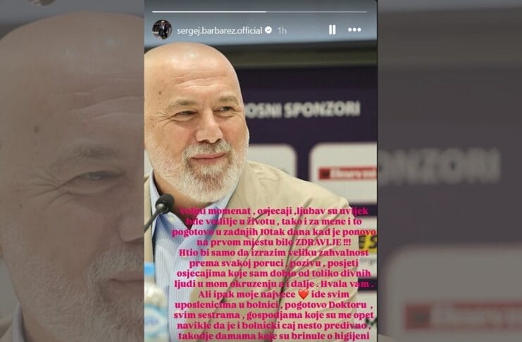 Sergej Barbarez zahvalio ljekarima i navijačima: “Vratio sam se!”